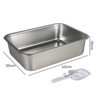 Stainless Steel Cats Litter Box 10cm Height Small Animals Easy Entry Clean