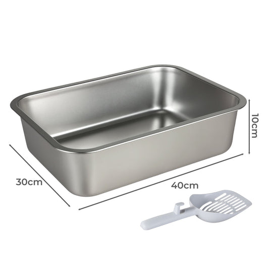 Stainless Steel Cats Litter Box 10cm Height Small Animals Easy Entry Clean