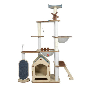 compare product Cat Tree Tower with Wood House 168cm
