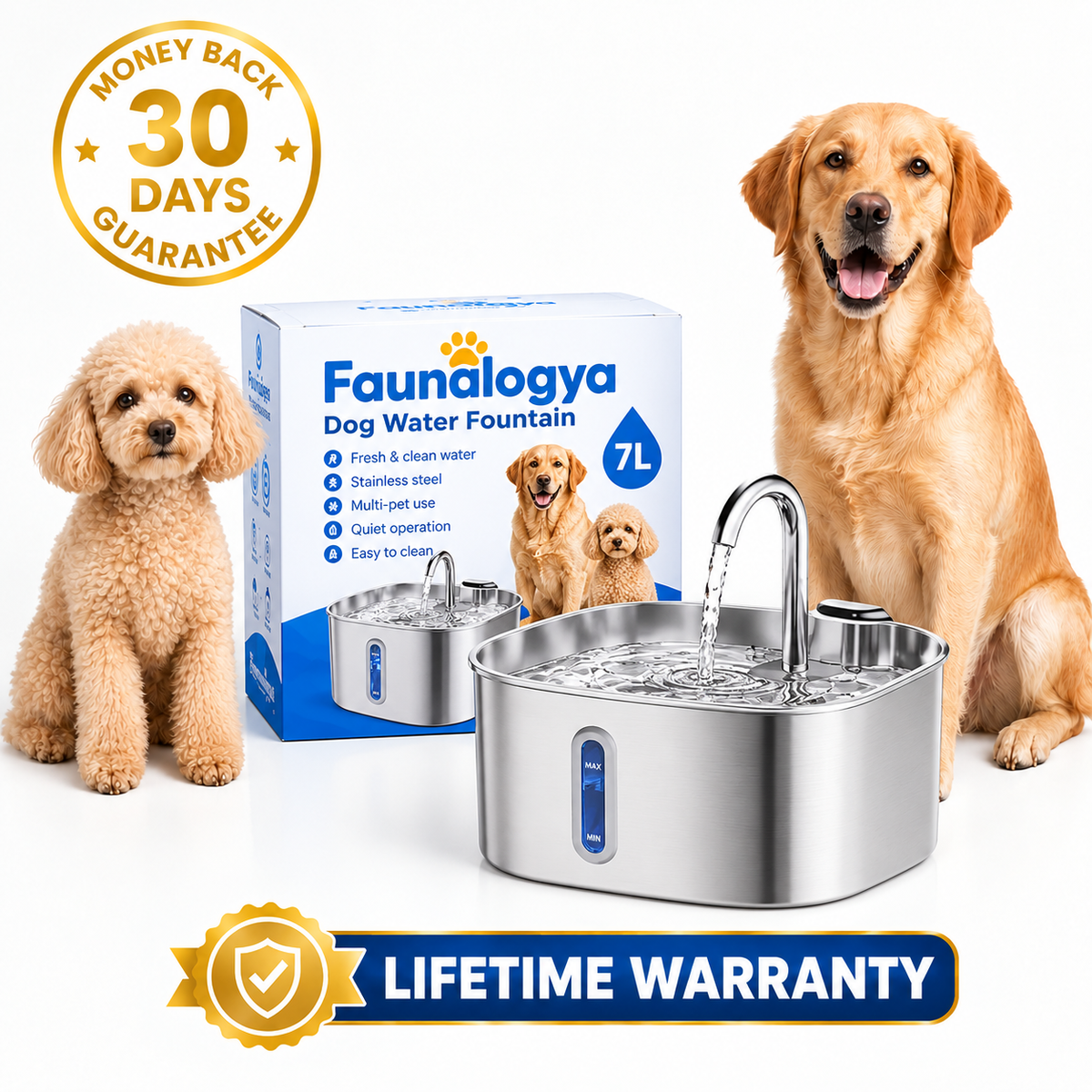 Dog Water Fountain for Multi-pet Household